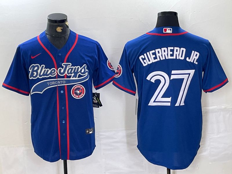Men Toronto Blue Jays #27 Guerrero jr Blue Jointly 2024 Nike MLB Jersey style 3->->MLB Jersey